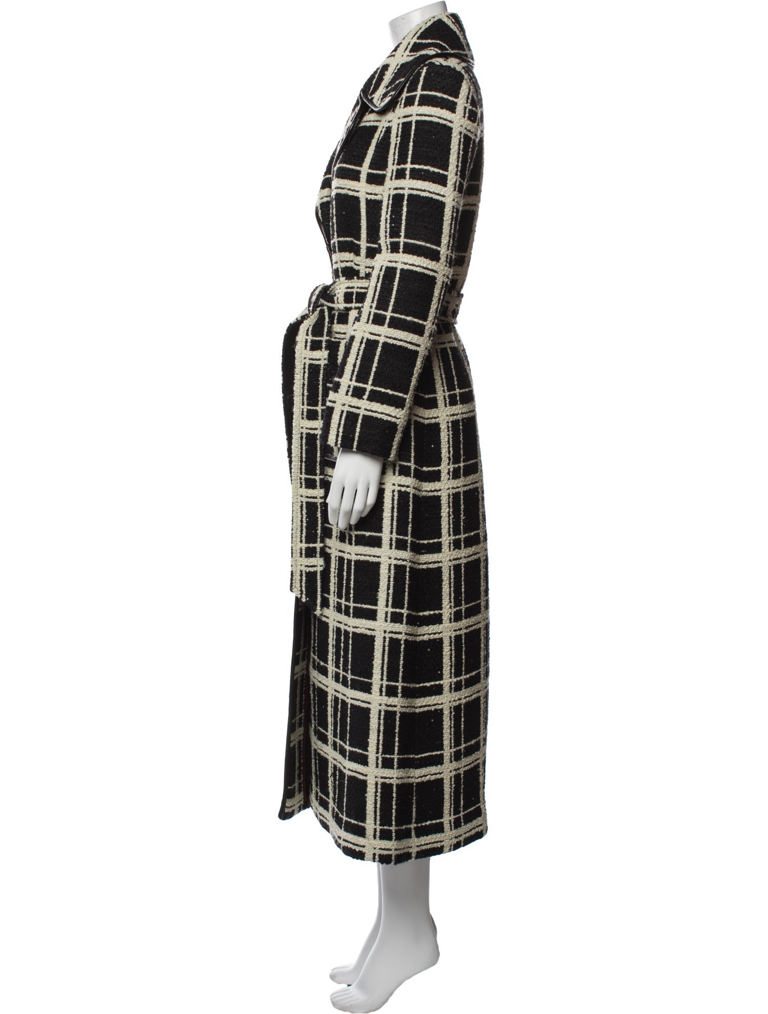 Valentino Virgin Wool Plaid Print Trench Coat